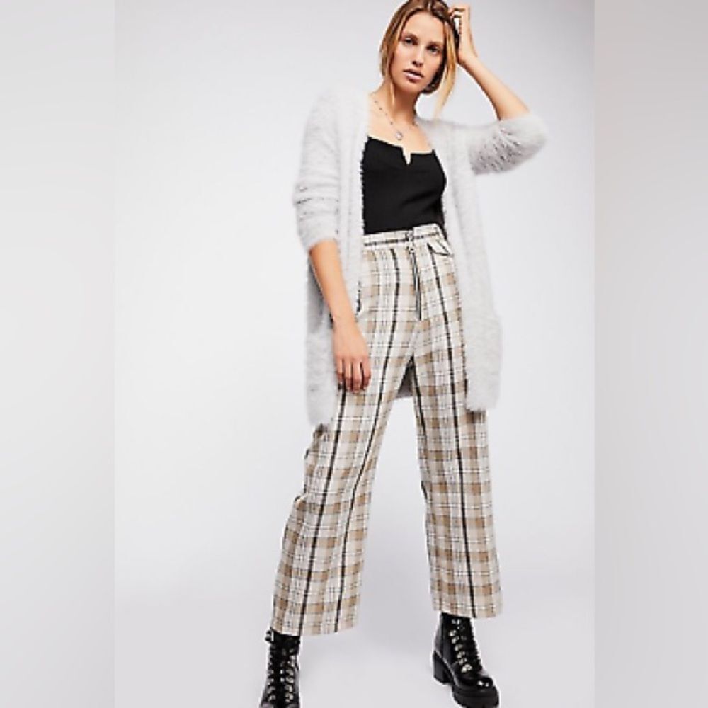 Free People Gray Fuzzy Cardigan Sweater Long Wear S/P Boho Comfy